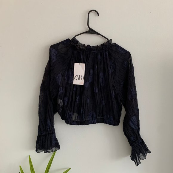 NWT Zara Semi Sheer Blouse - Picture 3 of 8